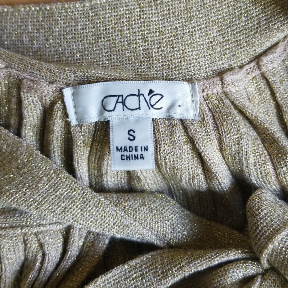 Cache Gold Sparkle Ribbed Knotted Top - Picture 6 of 6